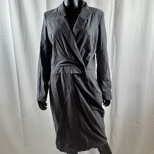 Spiegel Coat Womens 12 Gray Long Blazer Trench Signature Two Way‎ Stretch